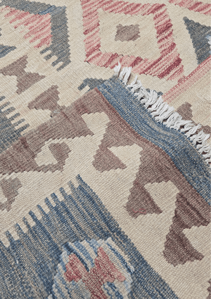 Afgan tribal kelim 290x190 handgeweven wollen vloerkleed