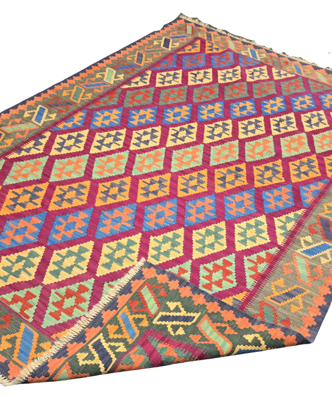 Afgan Tribal kelim 260x176 wollen vloerkleed flatweave
