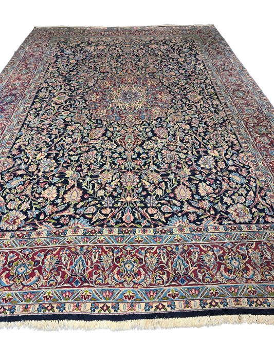 Groot Perzisch tapijt Kirman 375x250 wollen vloerkleed handgeknoopt Iran