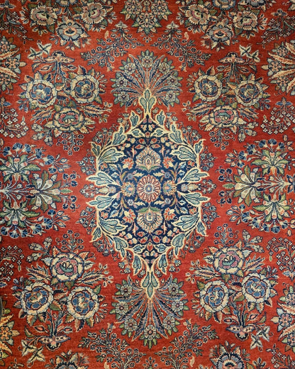 Groot Antiek perzisch tapijt American Sarough 320x220 handgeknoopt wollen vloerkleed