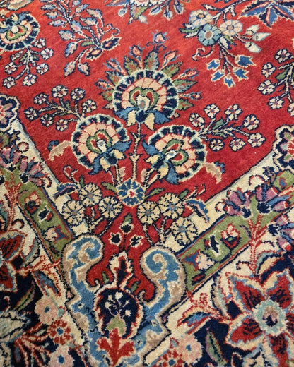 Groot Antiek perzisch tapijt American Sarough 320x220 handgeknoopt wollen vloerkleed