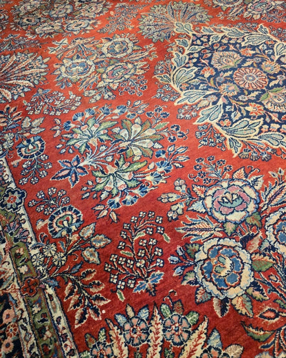 Groot Antiek perzisch tapijt American Sarough 320x220 handgeknoopt wollen vloerkleed