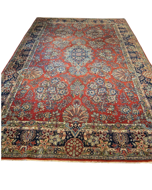 Groot Antiek perzisch tapijt American Sarough 320x220 handgeknoopt wollen vloerkleed