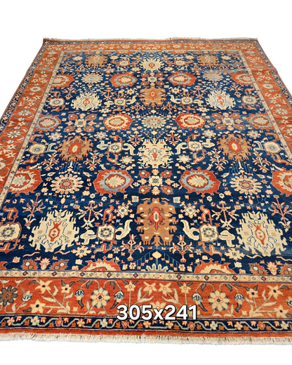 Groot Perzisch tapijt Kazak 241x305 wollen vloerkleed handgeknoopt