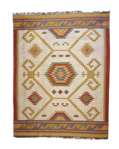 Grote Kelmin Flatweave 370x280 handgeweven wollen vloerkleed