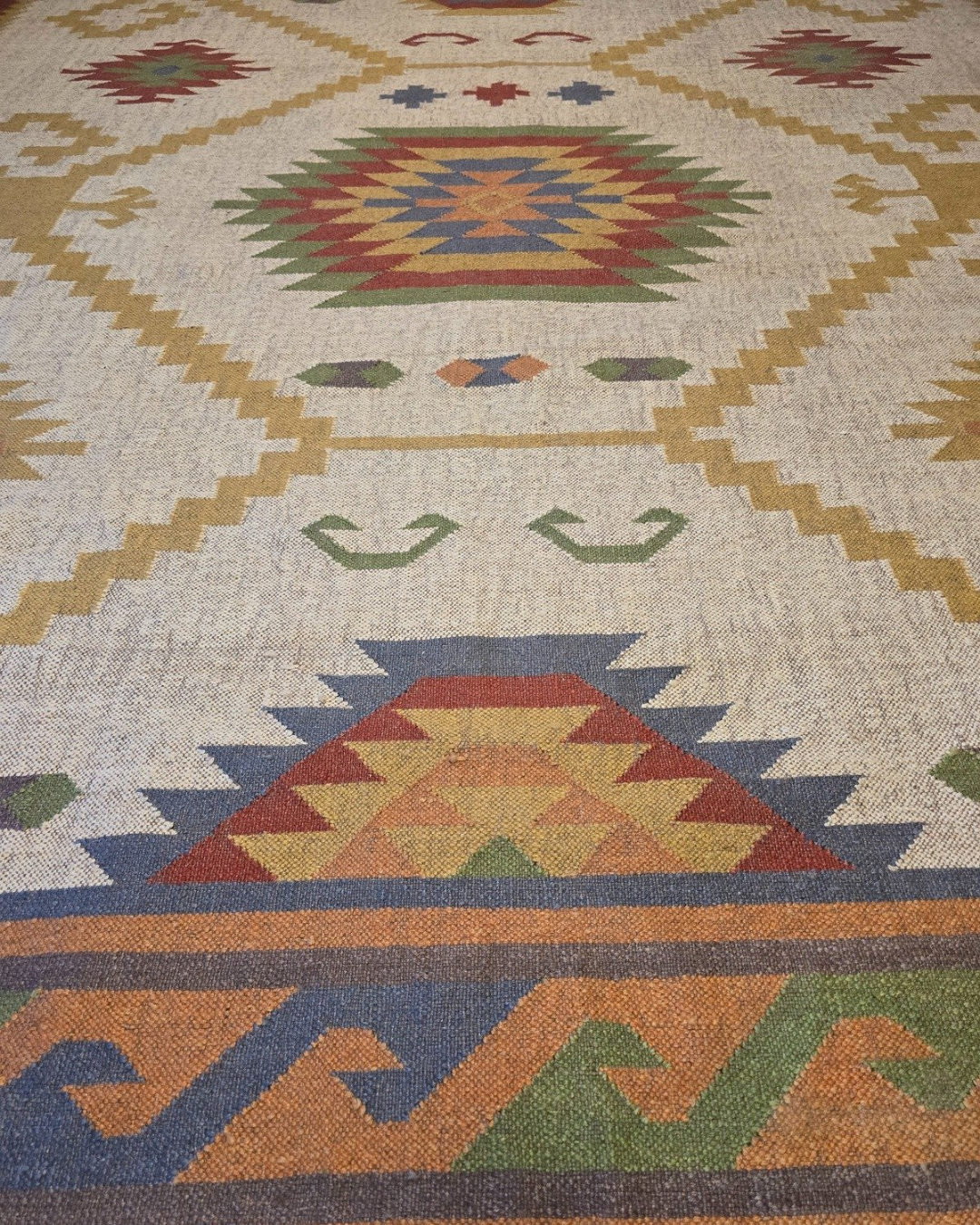 Grote Kelmin Flatweave 370x280 handgeweven wollen vloerkleed