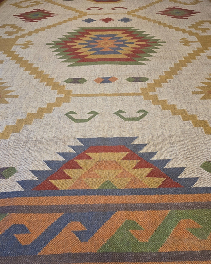 Grote Kelmin Flatweave 370x280 handgeweven wollen vloerkleed