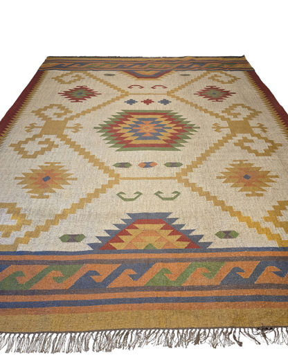 Grote Kelmin Flatweave 370x280 handgeweven wollen vloerkleed