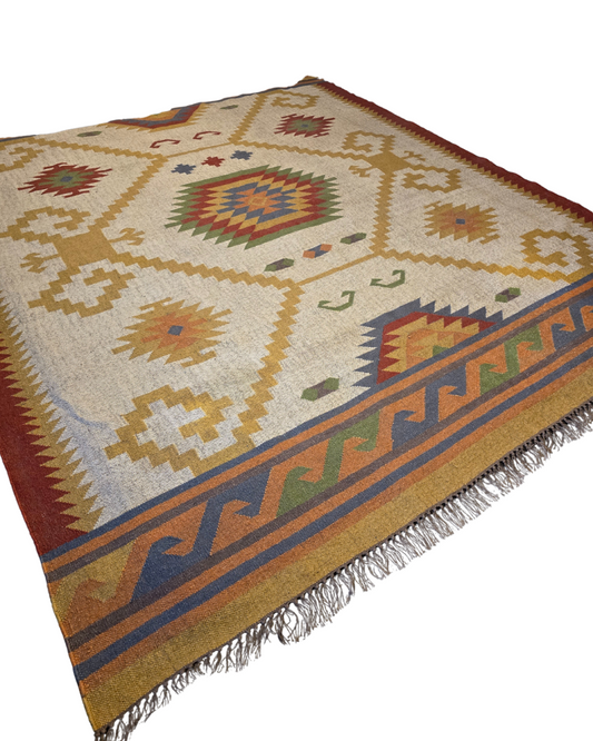 Grote Kelmin Flatweave 370x280 handgeweven wollen vloerkleed