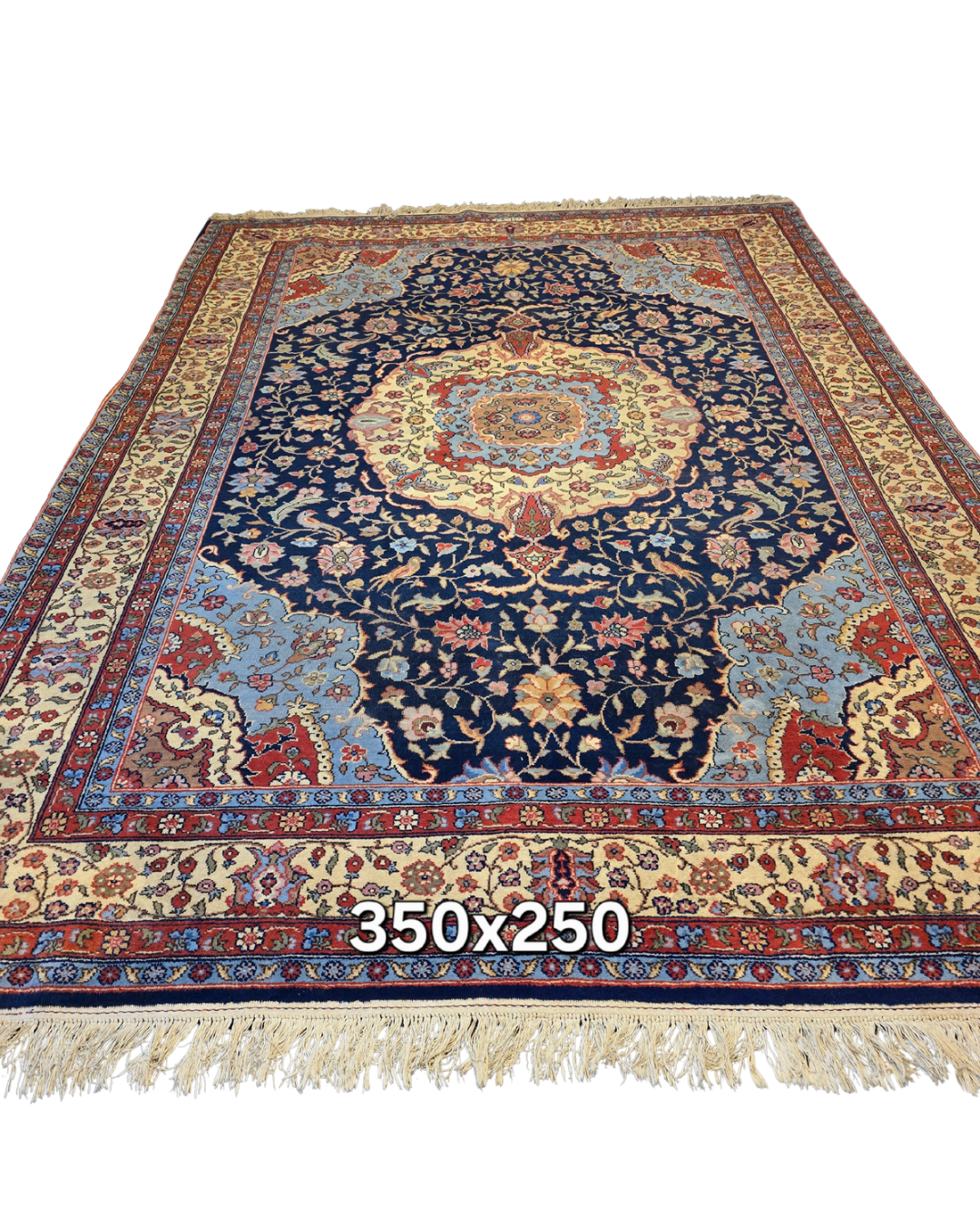 Groot Perzsch tapijt tabriz 350x250 wollen vloerkleed handgeknoopt iran