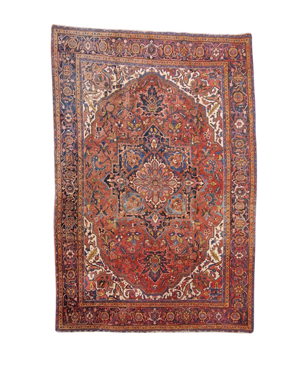 Groot Perzisch tapijt Heriz 350x230 wolln vloerkleed handgeknoopt Iran