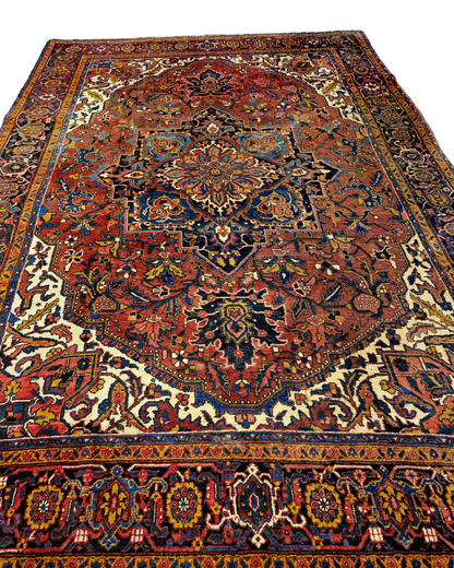 Groot Perzisch tapijt Heriz 350x230 wolln vloerkleed handgeknoopt Iran