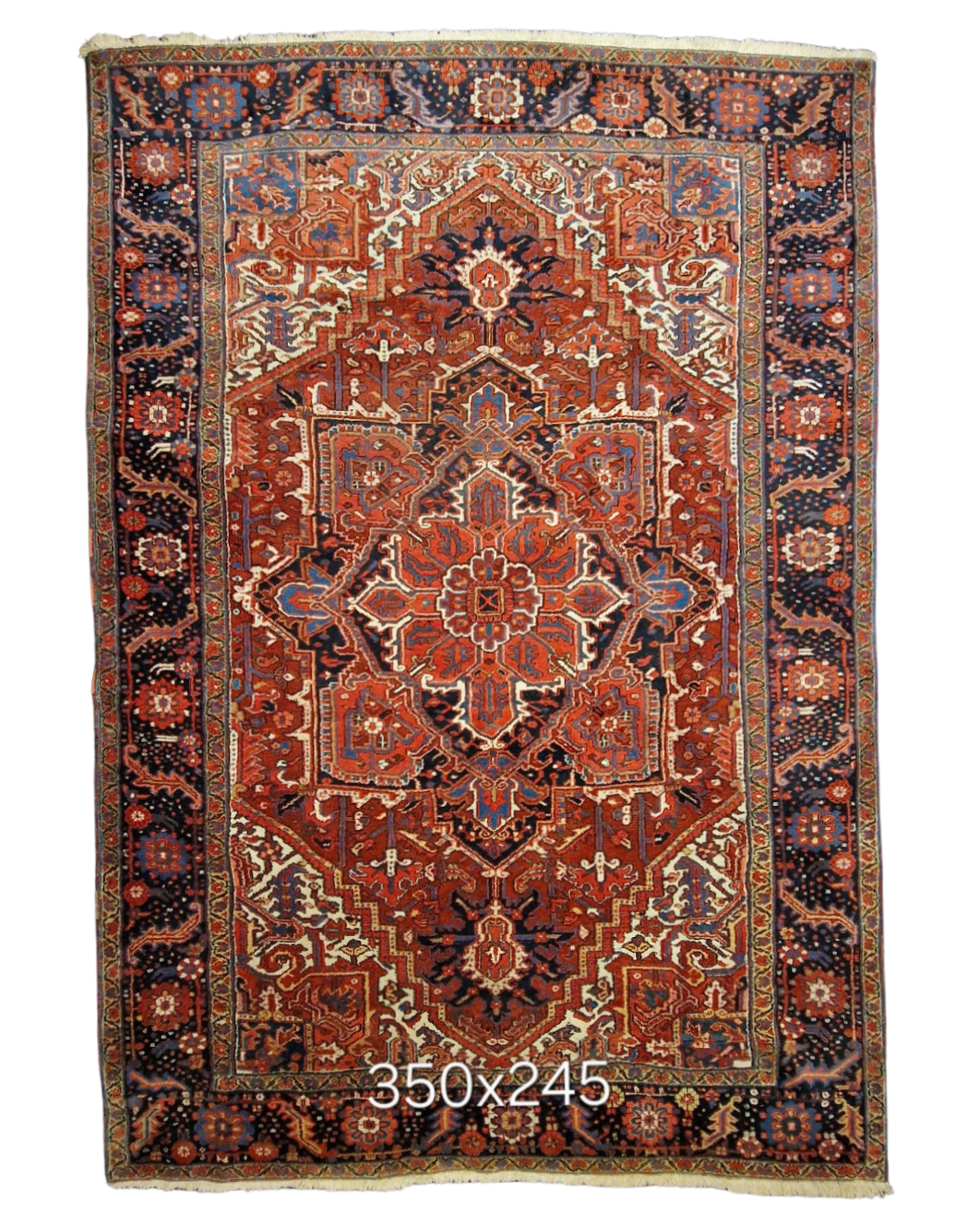 Groot Perzisch tapijt heriz 350x245 wollen vloerkledd handgeknoopt Iran